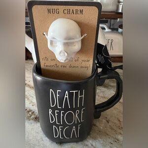 Rae Dunn Black Mug with White Skull Charm